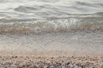 Vacation on sea with waves and seagulls