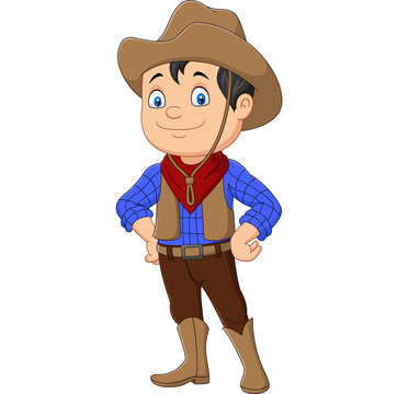 Cartoon cowboy kid wearing western costume