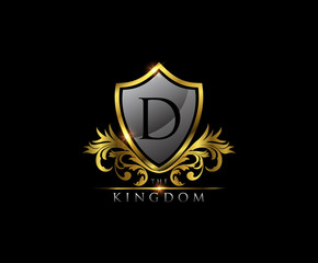 Golden D Letter Luxury Shield Logo Design