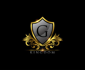 Golden G Letter Luxury Shield Logo Design