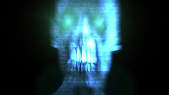 Animation in hologram  style - Horror Zombie with Effects, mixed media of two CG 