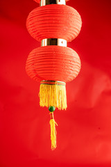 chinese new year accessories over red background