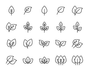 set of leaf icons, environment, nature, green