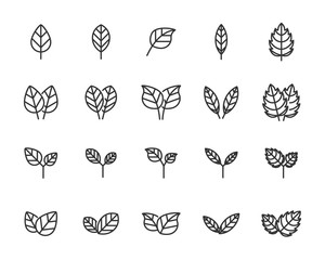 set of leaf icons, environment, nature, green