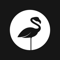 Flamingo icon, minimalistic vector illustration, symbol of bird