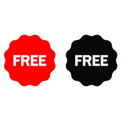 Free vector icon. Red badge sticker illustration sign. Promotion and advertising.