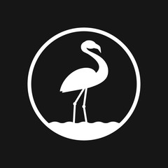 Flamingo icon, minimalistic vector illustration, symbol of bird