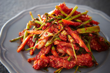 Korean spicy sauce marinated vegetable 