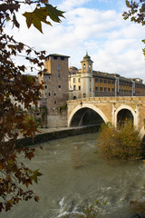Fototapeta na wymiar sublicio bridge and tiber river in Rome