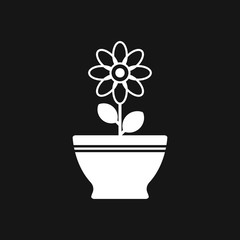 Flowerpot icon, vectorized plants in a pot, flower symbol