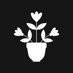 Flowerpot icon, vectorized plants in a pot, flower symbol