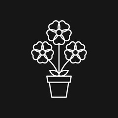 Flowerpot icon, vectorized plants in a pot, flower symbol