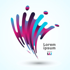 Abstract modern warp curve rounded lines blue and pink gradient color on white background.