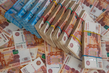 Russian rubles, bills of various denominations