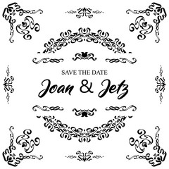 File of Classic ornament frame, vintage border set Premium Vector.