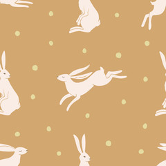Seamless vector pattern with cute rabbits