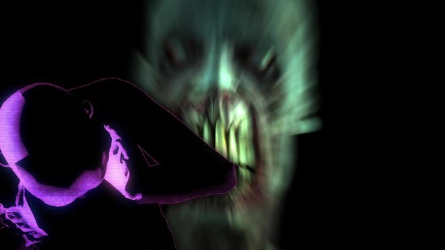 Animation in hologram  style - Horror Zombie with Effects, mixed media of two CG