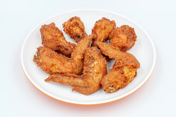 Fried chicken wings isolated on white background