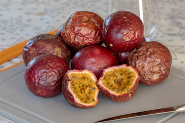 Fruit de la passion, maracuja, en gros plan