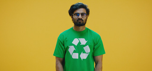 Eco-conscious man drawing circle in air