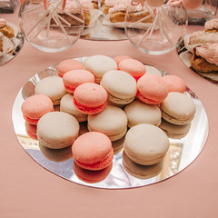 White and pink macaroons. French sweets