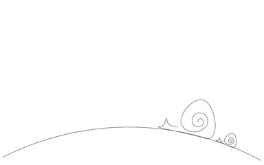 Snail one line drawing on white background vector illustration
