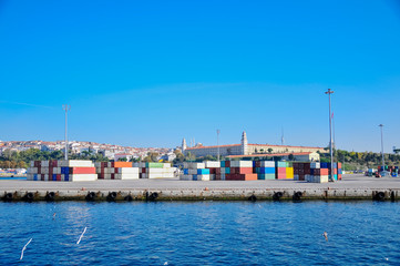 Fototapeta premium The Port of Haydarpasa is a general cargo seaport, ro-ro and container terminal, situated in Haydarpasa, Istanbul at the southern entrance to the Bosphorus.