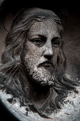 Fototapeta na wymiar The face of Jesus Christ as a symbol of suffering and salvation of mankind. (healing, spiritual development, enlightenment - the concept)