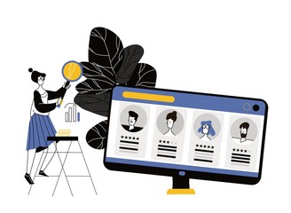 hiring and recruitment concept for web page, banner, presentation. Search for the best candidate . Job interview, recruitment agency vector illustration