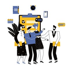 hiring and recruitment concept for web page, banner, presentation. Search for the best candidate . Job interview, recruitment agency vector illustration
