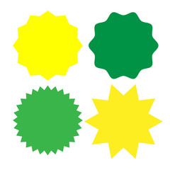 Set of  yellow green blank labels various shape isolated on white. Vector illustration