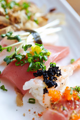 Japanese assorted sushi dish on plate 