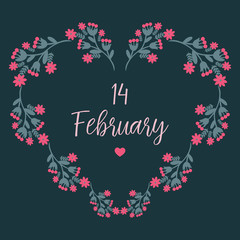 with beautiful leaf and floral design unique frame, for 14 February poster decor. Vector