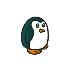 Un pingüino pequeño mirando al horizonte