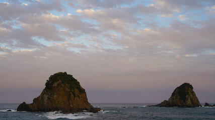 volcanic mountainous islands in the blue water of the Pacific Ocean. tropical islands of Japan...