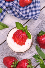 dessert with strawberries and cream