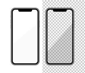 Realistic smartphone mockup. Cellphone frame with blank display. Vector mobile device concept