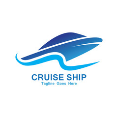 Cruise Ship Logo Simple Template vector icon design