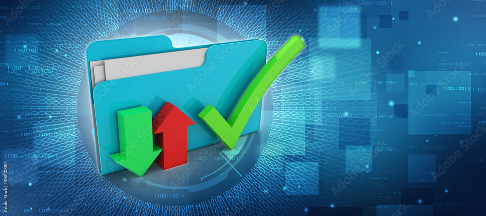 Poster 3d illustration checkbox tick with folder