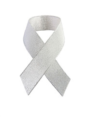 silver awareness ribbon as decoration or symbol