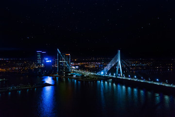 Vanšu tilts Vansu bridge Riga Latvia night