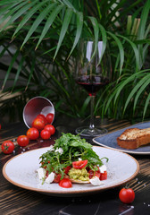 fresh salad with tomatoes and cheese