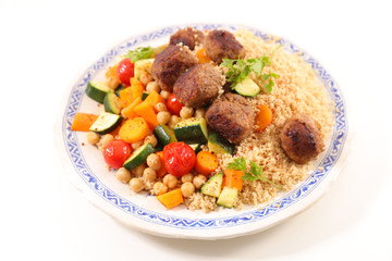 couscous with meatball and vegetable