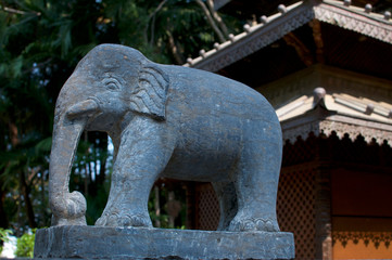 Fototapeta na wymiar Guardian stone statue of an Elephant
