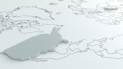 usa and iran on the world map - 3d rendering