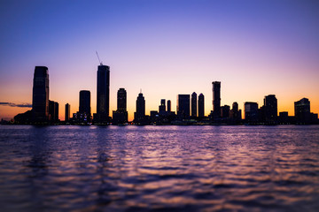 NYC sunset on New Jersey skyline