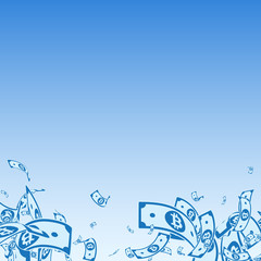 Obraz premium Bitcoin, internet currency notes falling. Messy BT