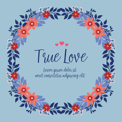 The true love celebration invitation card concept, with elegant ornate leaf and wreath frame. Vector
