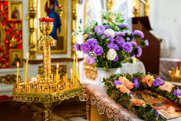 Candles in Russian Orthodox church.
