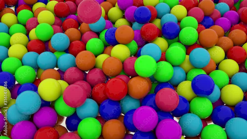 Aufkleber multicolored smooth balls falling from above. animated abstract background. 3d render